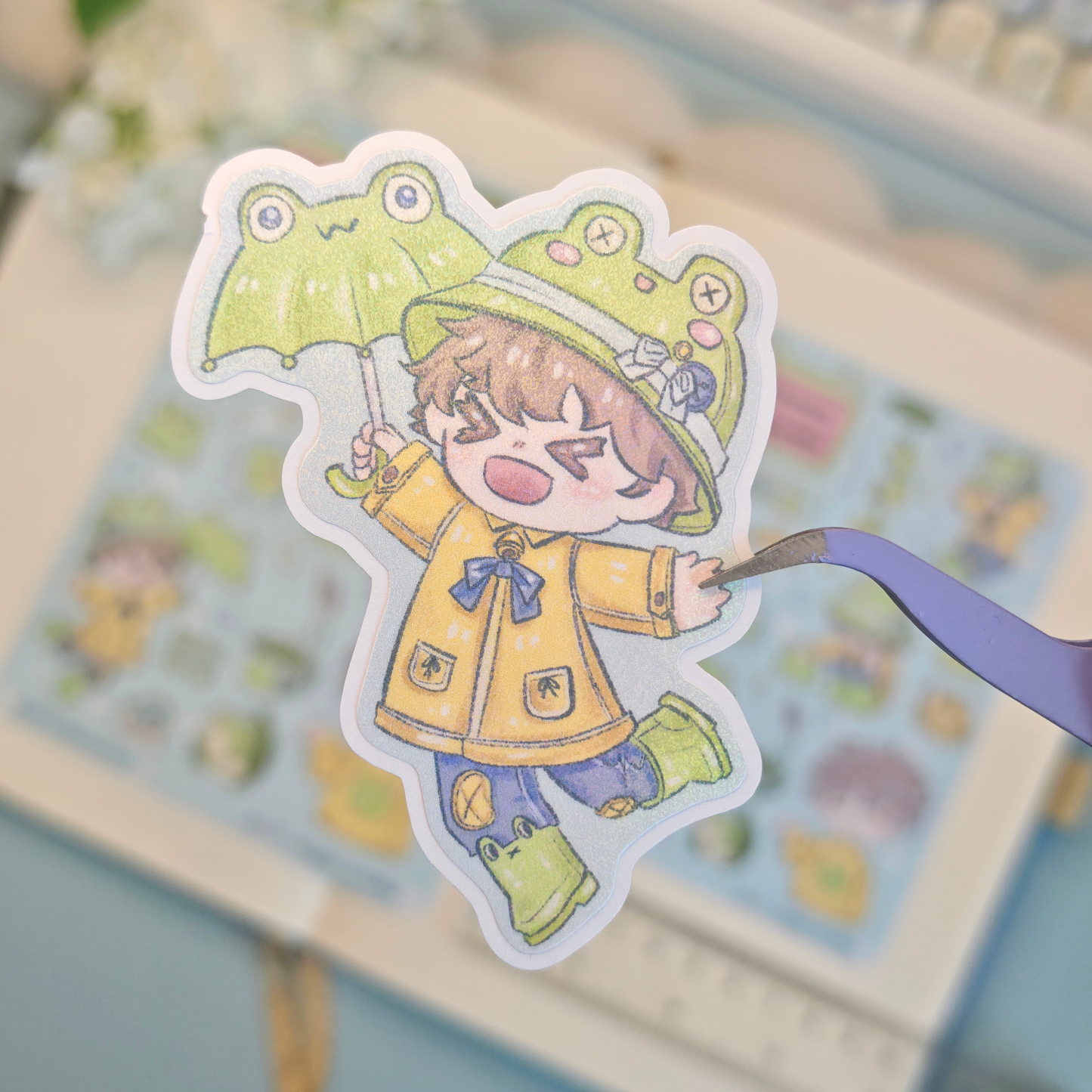 froggy puddles holo sticker -pic/pt1