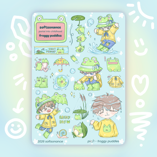 froggy puddles stickersheet - pic/pt1