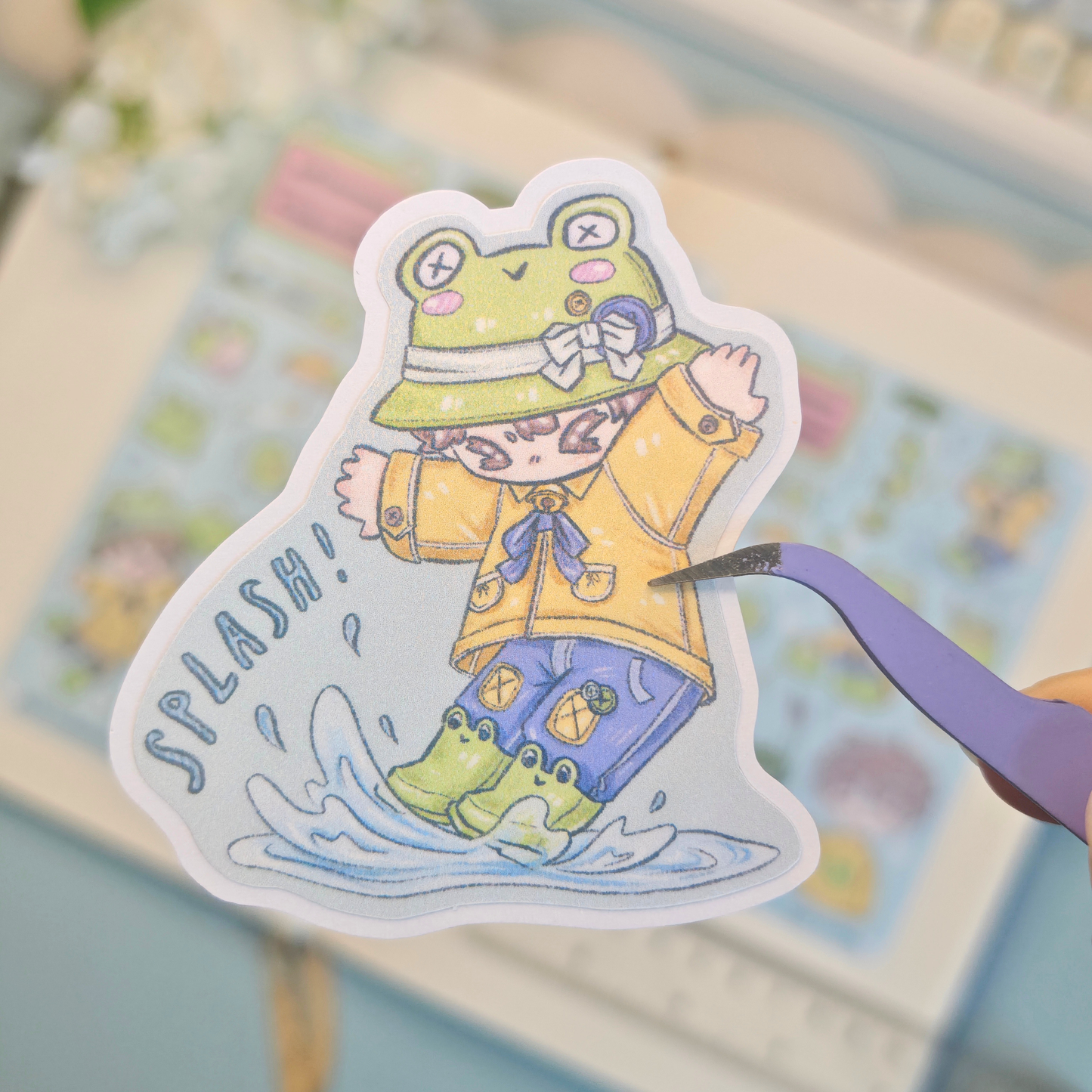 froggy puddles holo sticker -pic/pt1